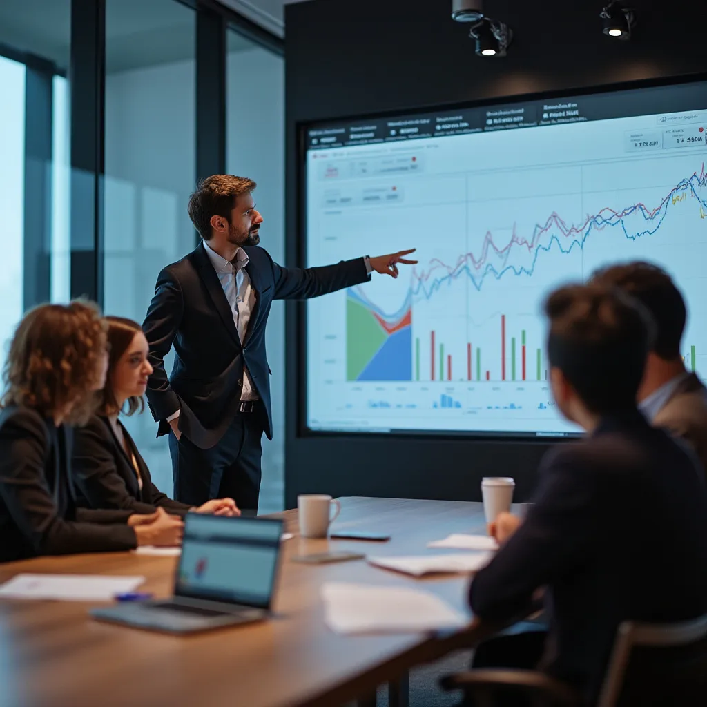 Consultor presentando resultados a un cliente
